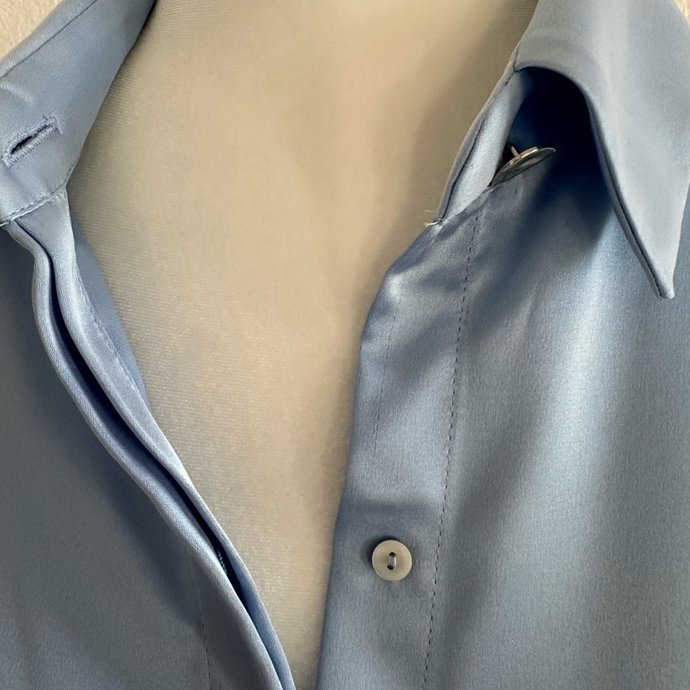 Zara Powder Blue Oversized Women's Button Down Shirt - Picture 4 of 7